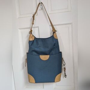 Joy Mangano Blue and Tan bucket Shoulder Bag